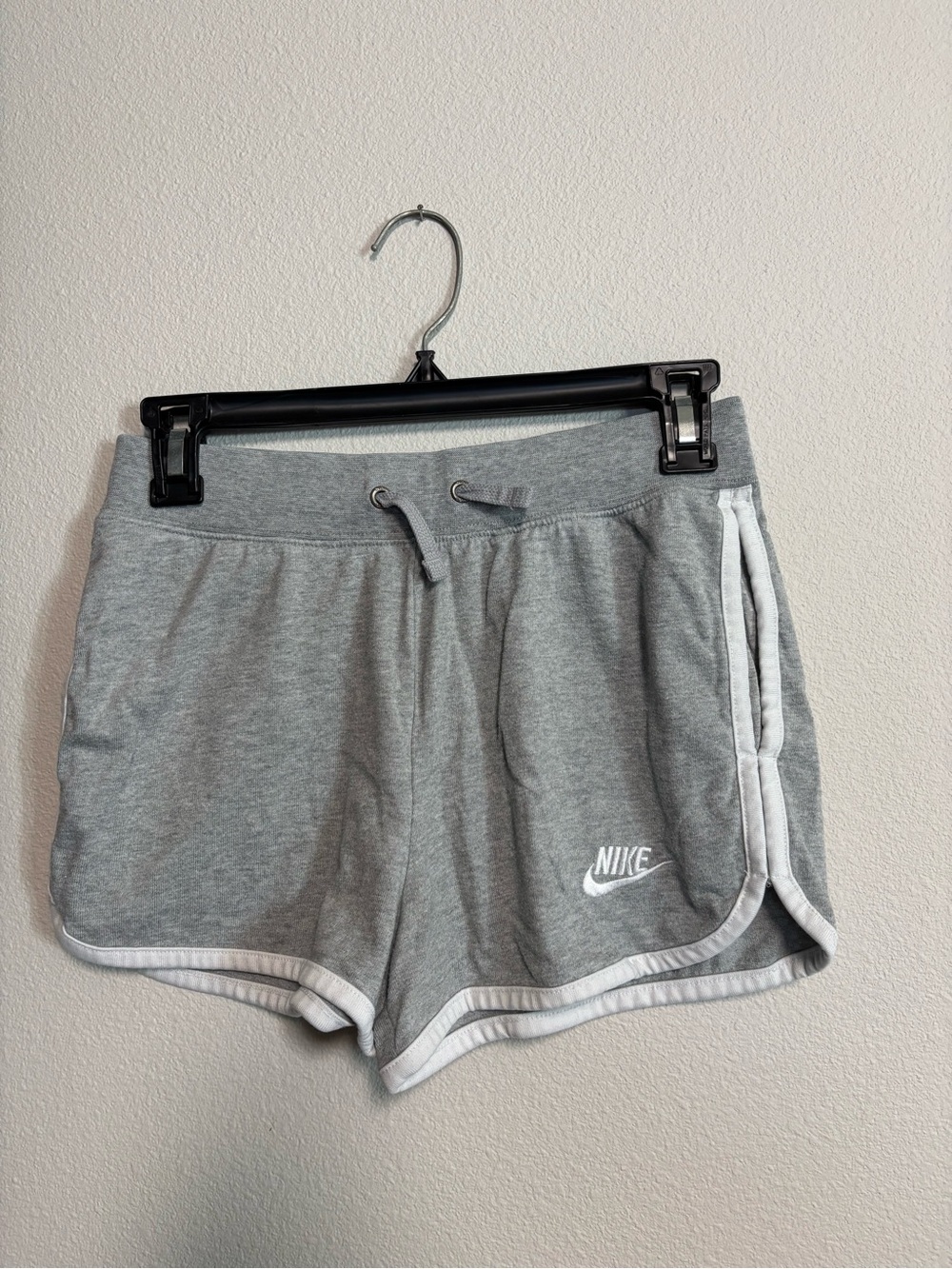 Nike Women's Grey Athletic Shorts with White Trim